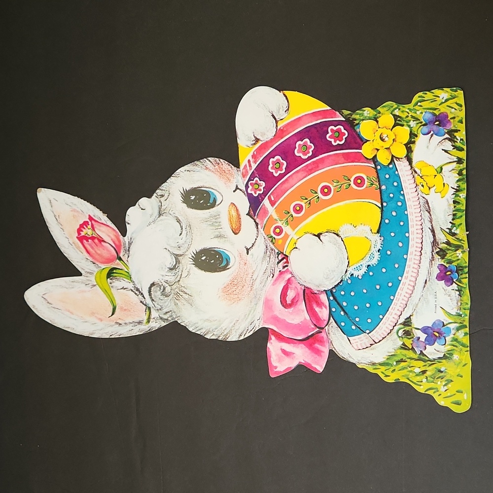 Vintage Easter Bunny Die Cut Paper Decoration USA